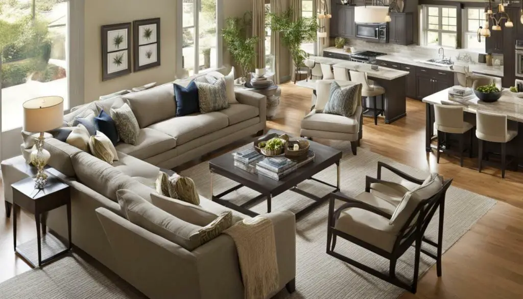 Furniture layout for open floor plan
