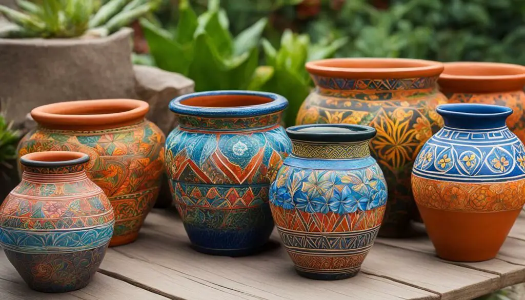 Hand-painted clay pots