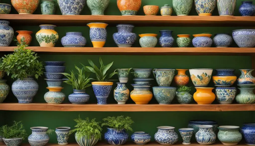 hand-painted pots